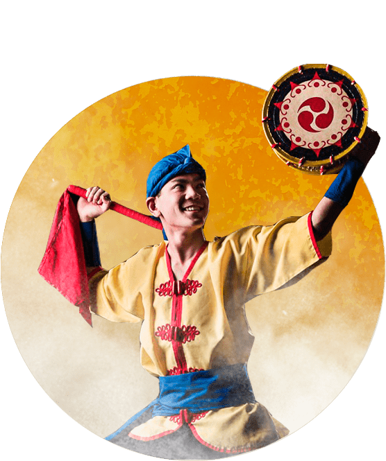 El shimedaiko realza la vivacidad y dinamismo de los movimientos.